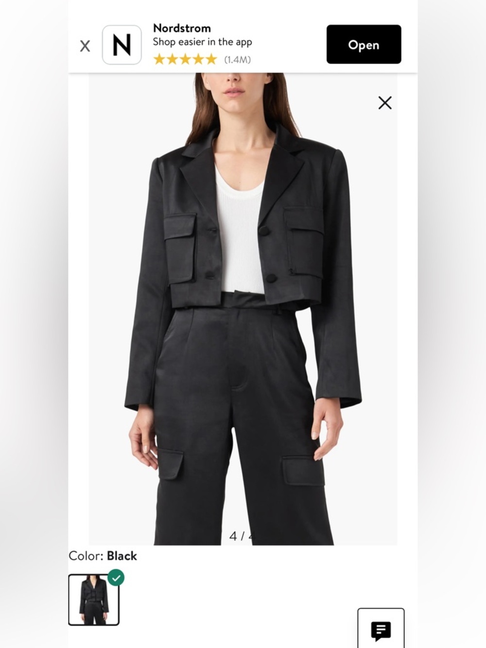 English Factory Cropped Satin Blazer - Picture 2 of 5